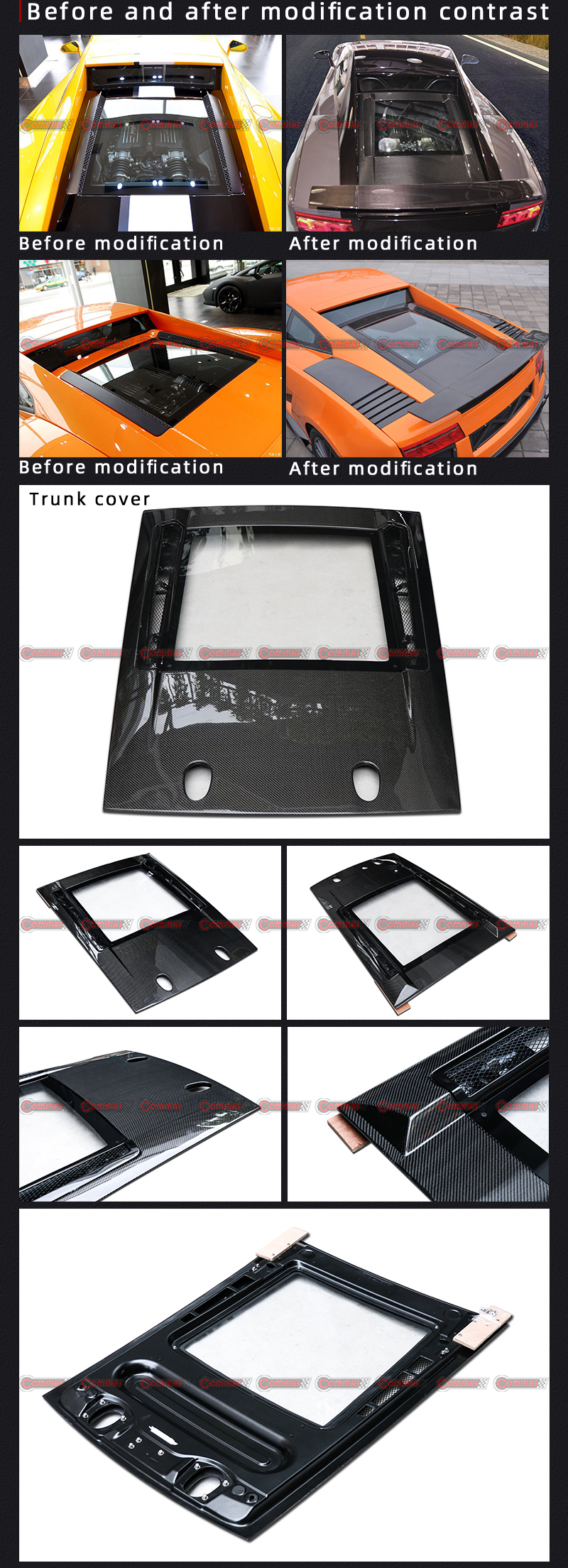 cubierta trasera del maletero lambroghini gallardo