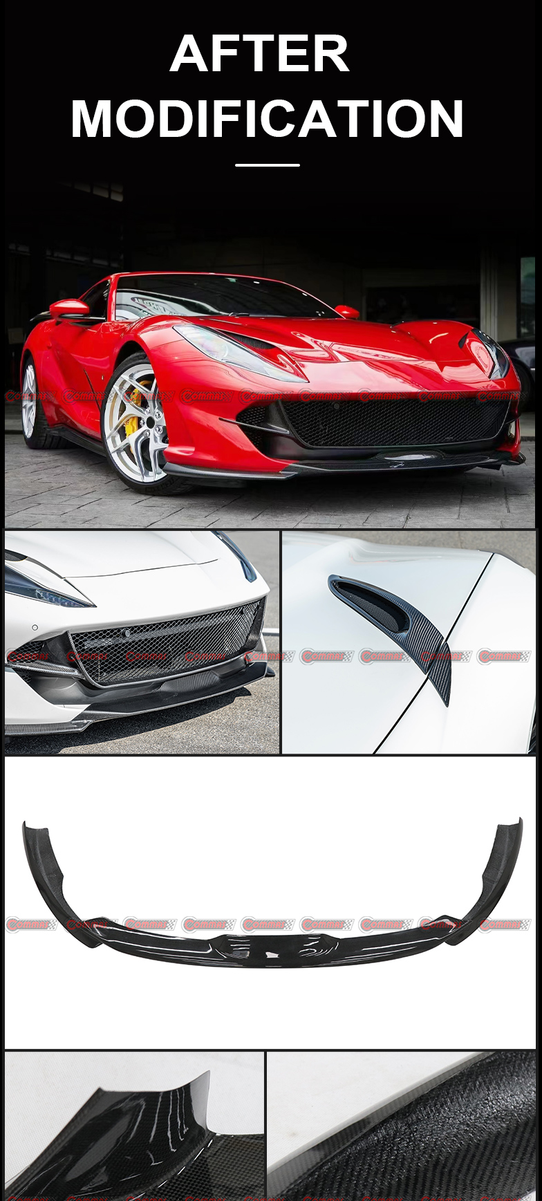 Kits de carrocer&iacute;a de fibra de carbono seca estilo Novitec para Ferrari 812