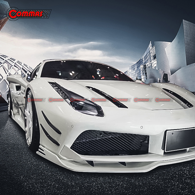 Labio delantero de fibra de carbono estilo Rowen para Ferrari 488 GTB