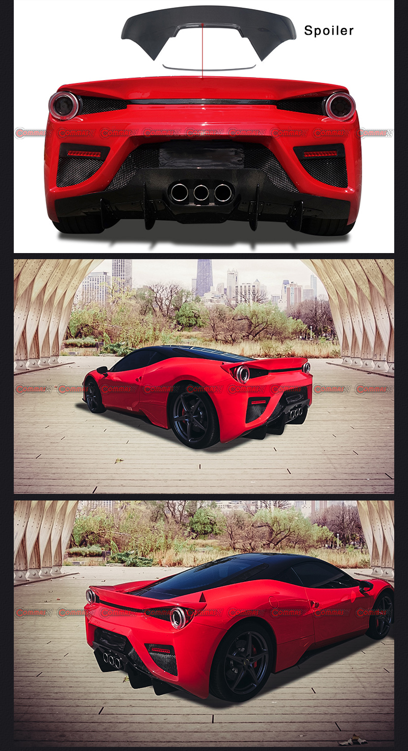 ferrari 458 vela negra aler&oacute;n trasero