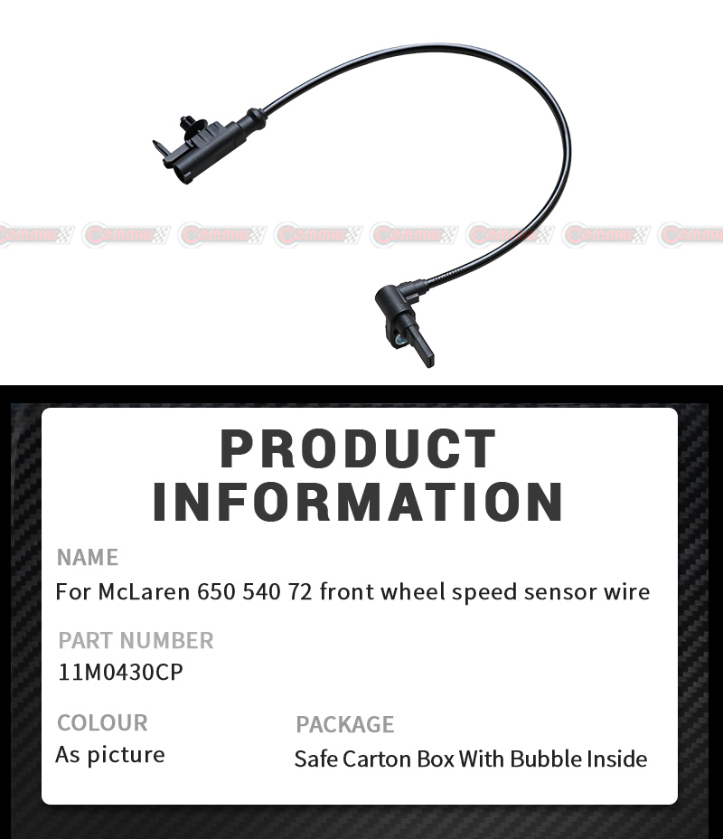 Mclaren 650 540 72 Oem Cable del sensor de velocidad de la rueda delantera