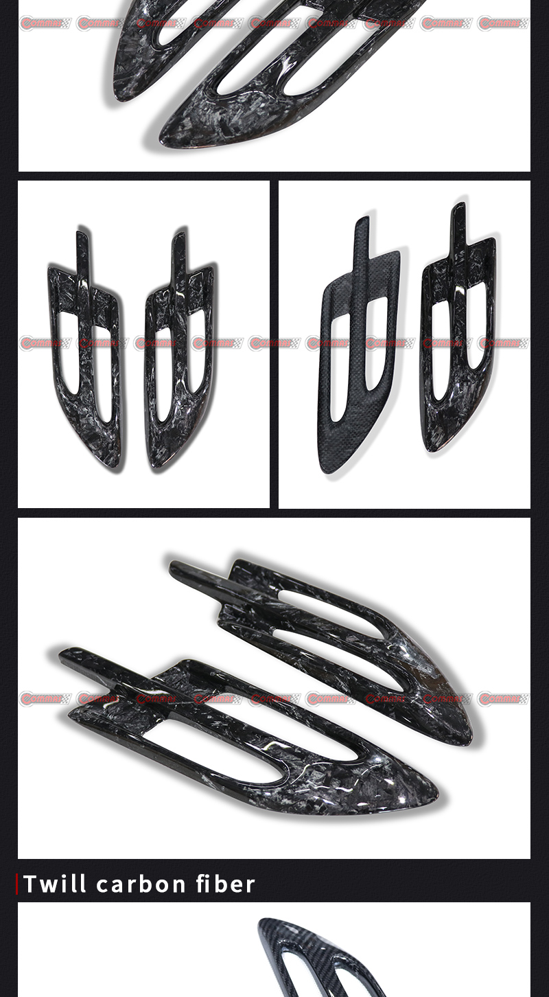 Embellecedores de guardabarros de ventilaci&oacute;n lateral de fibra de carbono